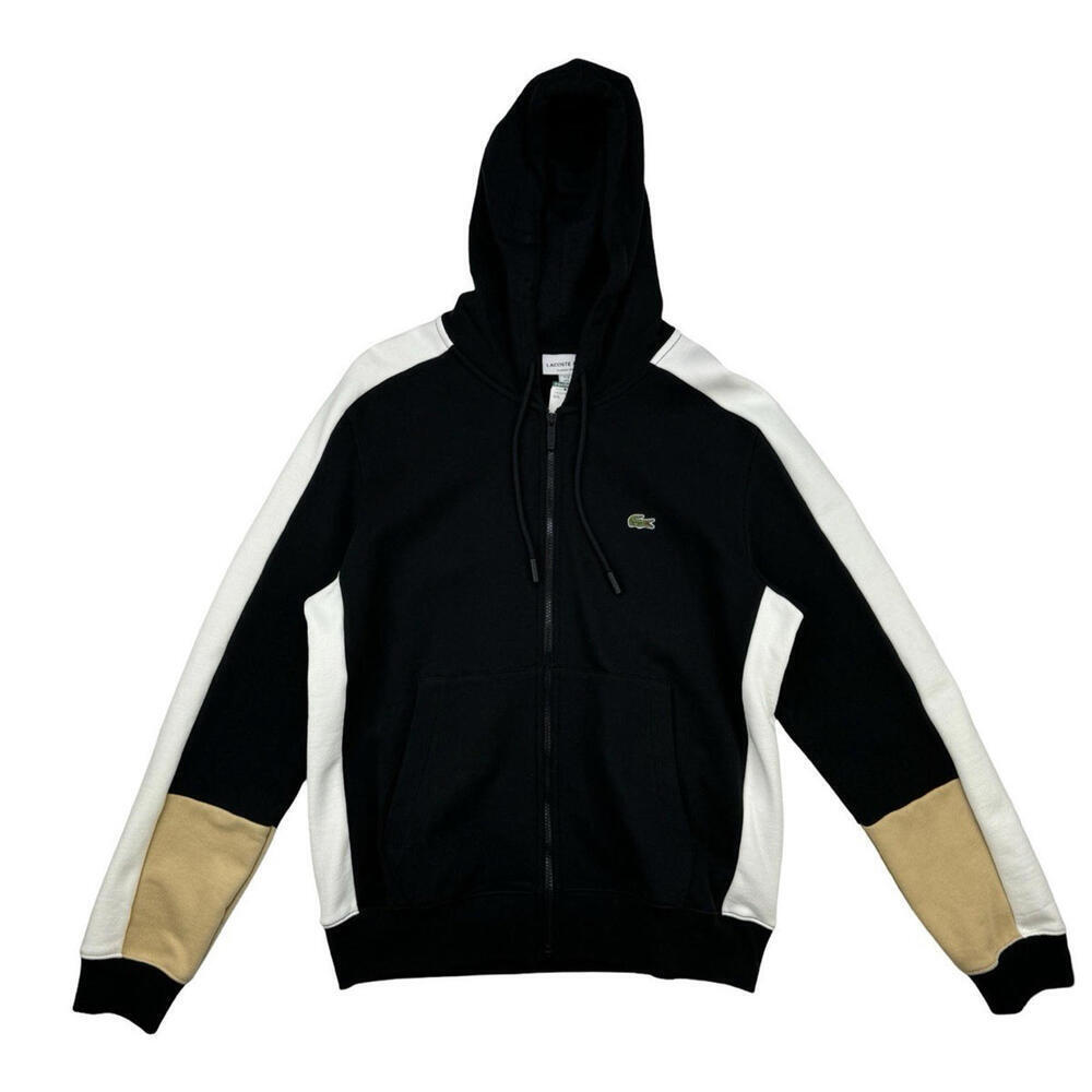Lacoste Classic Fit Zip-Up Colorblock Jogger Hoodie Black Size US L